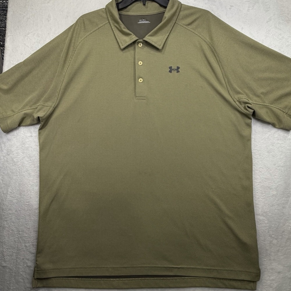 Under Armour Polo Shirt Mens 2XL Green Performance Loose Heatgear